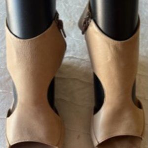 Coclico Mosaic Wedge Sandals Women's Leather Cork Platform Tan 40 10